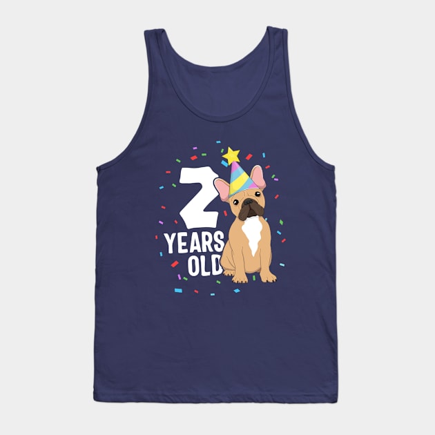 2 Years Old Birthday Outfit French Bulldog Dog Party 2nd Tank Top by 14thFloorApparel